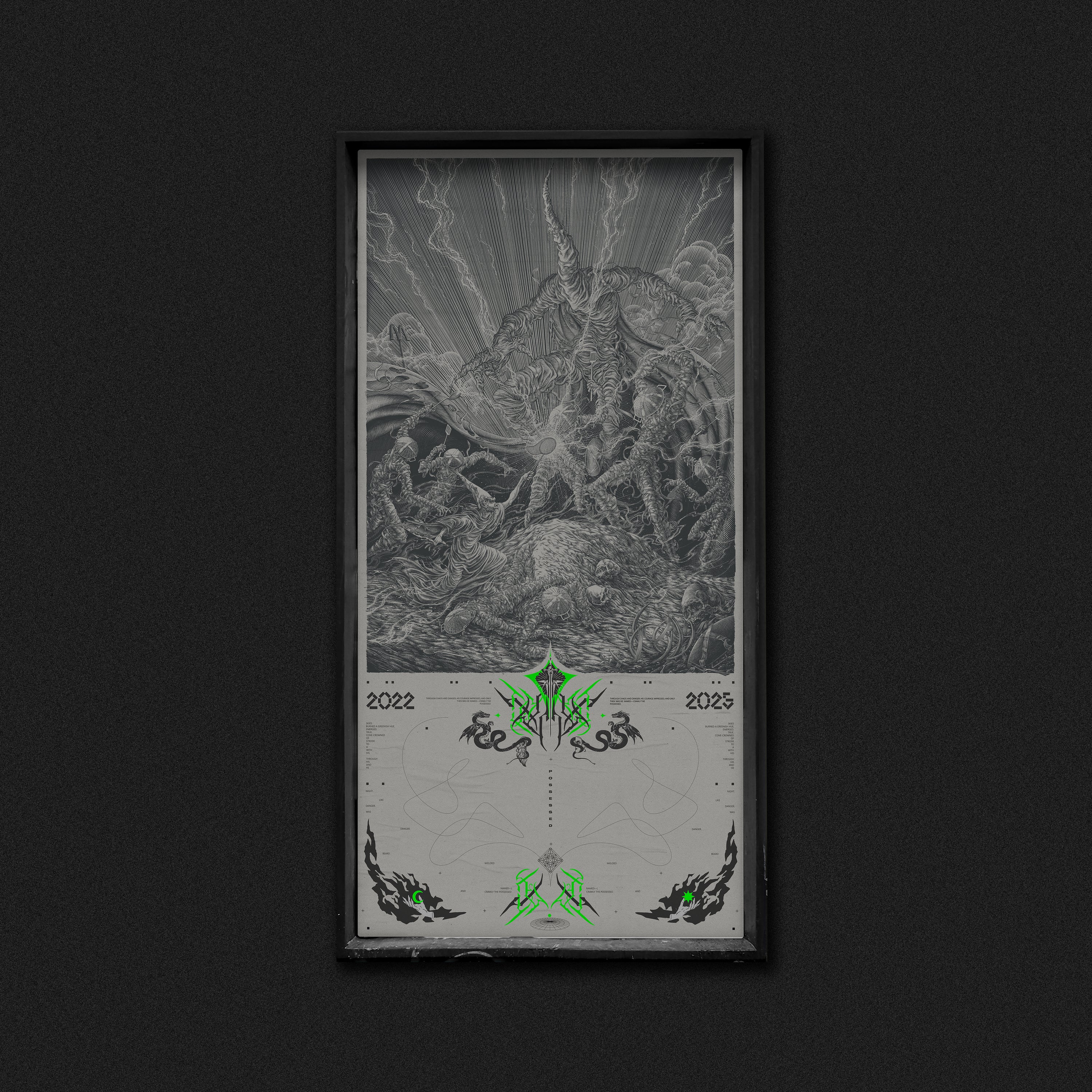 Crawly Acid God Poster Framed and printed on canvas.