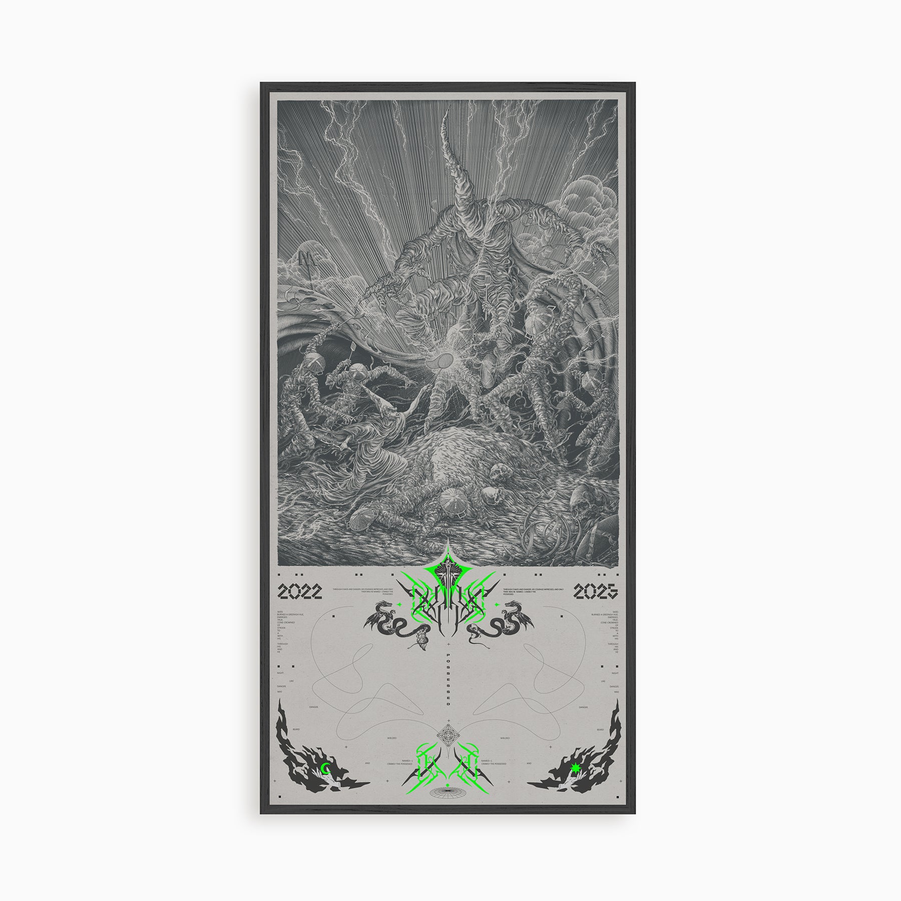 Crawly Acid God Poster Framed and printed on canvas.