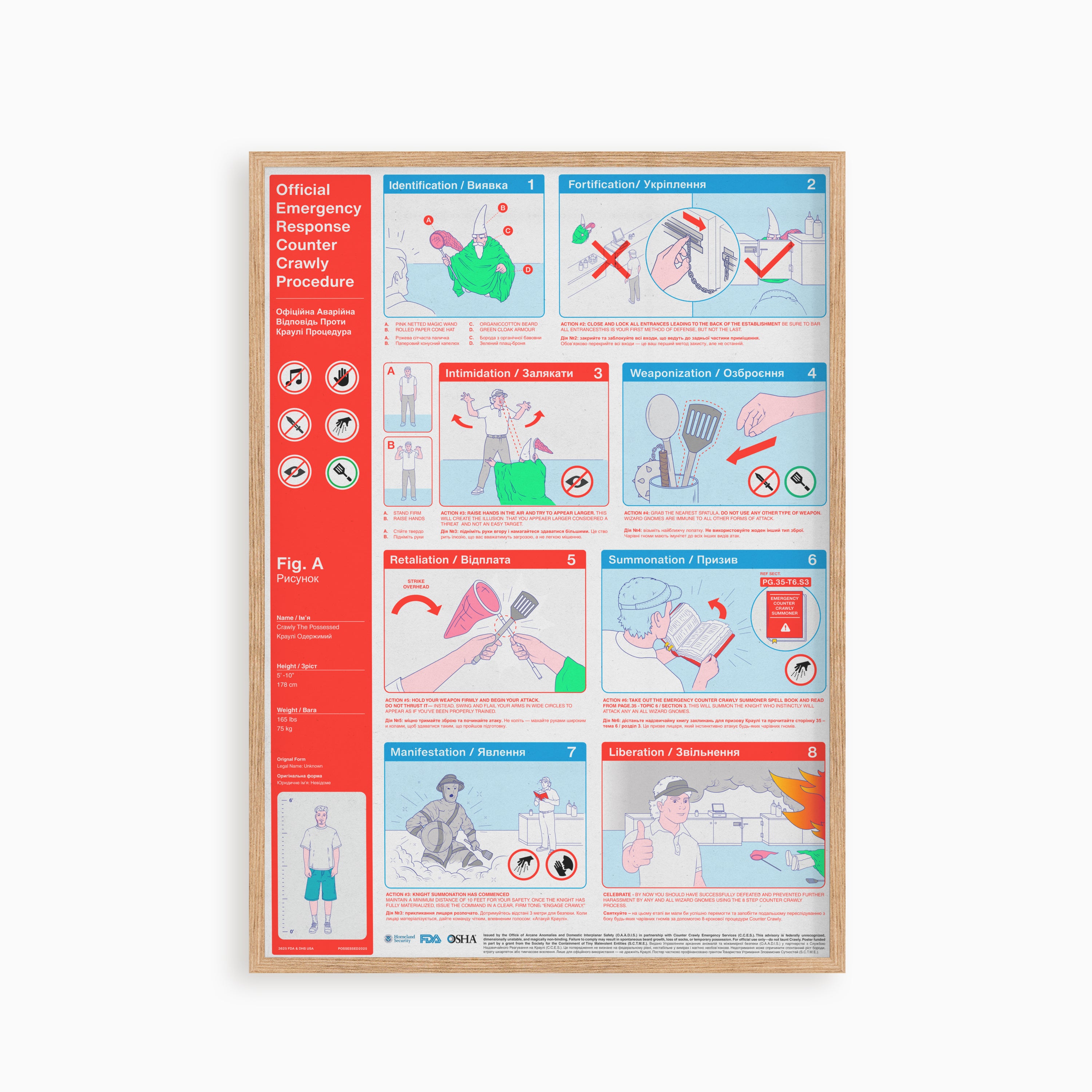 Emergency Counter Crawly Poster Framed and printed on canvas.